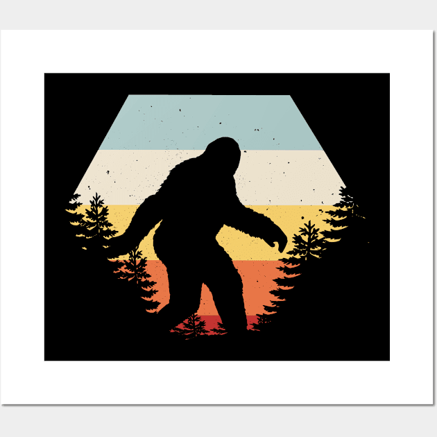 Retro Funny Bigfoot and Sasquatch T Shirts Wall Art by DHdesignerPublic